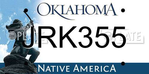 JRK355 Oklahoma License Plate