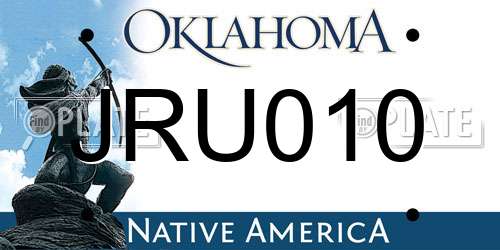 JRU010 Oklahoma License Plate