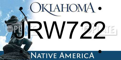 JRW722 Oklahoma License Plate