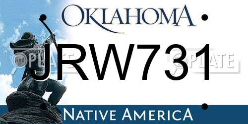 JRW731 Oklahoma License Plate