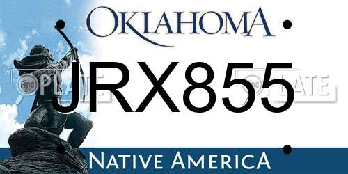 JRX855 Oklahoma License Plate