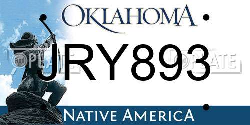 JRY893 Oklahoma License Plate