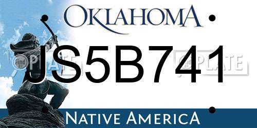 JS5B741 Oklahoma License Plate