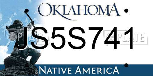 JS5S741 Oklahoma License Plate