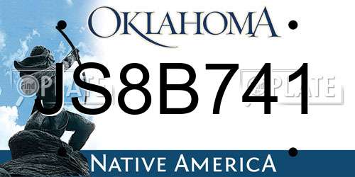 JS8B741 Oklahoma License Plate
