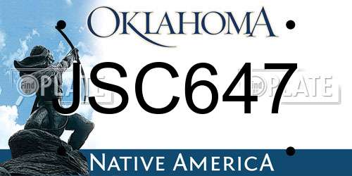 JSC647 Oklahoma License Plate