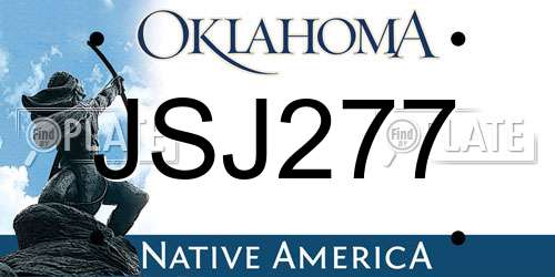 JSJ277 Oklahoma License Plate