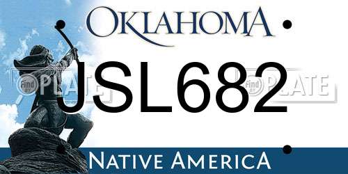 JSL682 Oklahoma License Plate