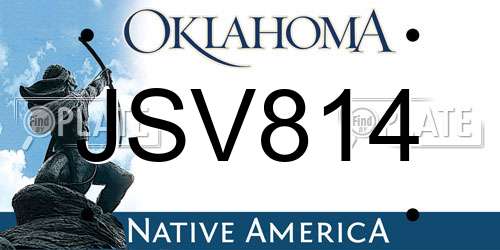 JSV814 Oklahoma License Plate