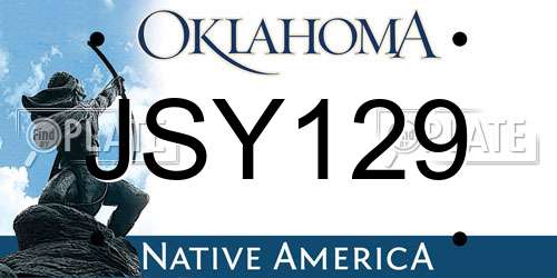 JSY129 Oklahoma License Plate