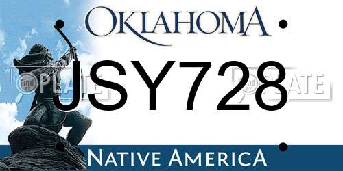 JSY728 Oklahoma License Plate