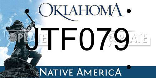 JTF079 Oklahoma License Plate