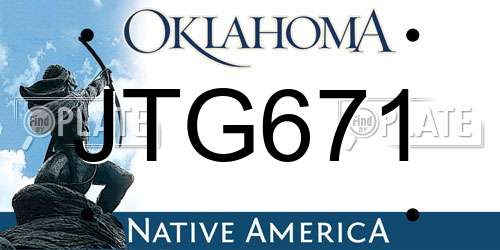JTG671 Oklahoma License Plate
