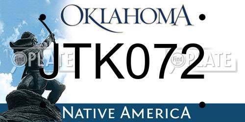 JTK072 Oklahoma License Plate