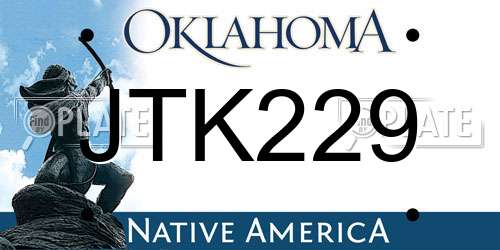 JTK229 Oklahoma License Plate