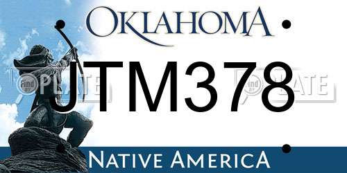 JTM378 Oklahoma License Plate
