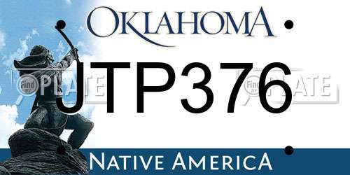 JTP376 Oklahoma License Plate