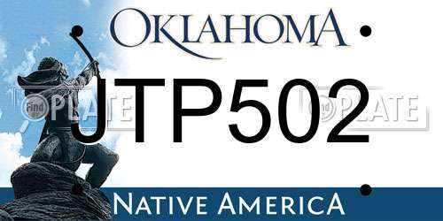 JTP502 Oklahoma License Plate