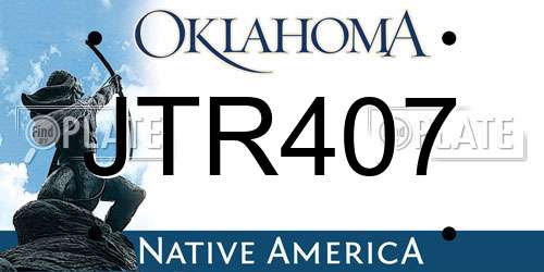 JTR407 Oklahoma License Plate