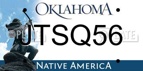JTSQ56 Oklahoma License Plate