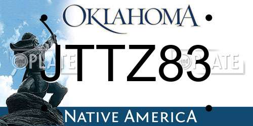 JTTZ83 Oklahoma License Plate