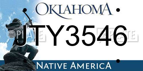 JTY3546 Oklahoma License Plate