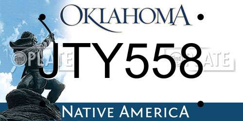 JTY558 Oklahoma License Plate