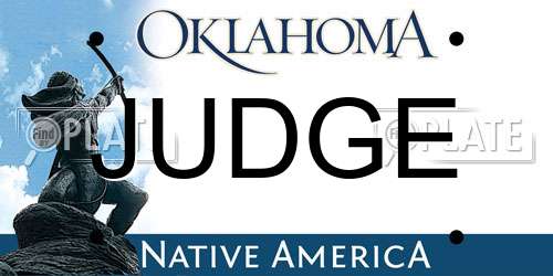 JUDGE Oklahoma License Plate