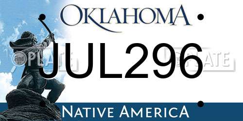JUL296 Oklahoma License Plate