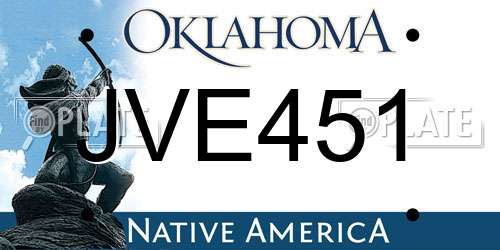 JVE451 Oklahoma License Plate