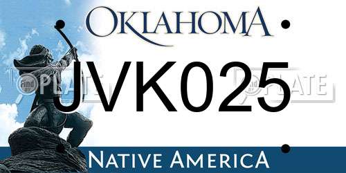 JVK025 Oklahoma License Plate