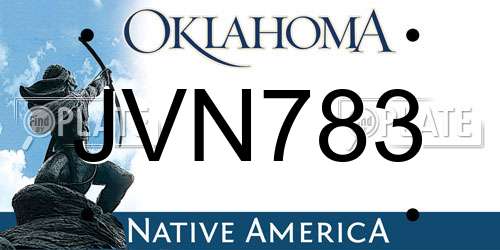 JVN783 Oklahoma License Plate