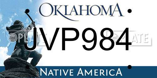 JVP984 Oklahoma License Plate