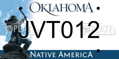 JVT012 Oklahoma License Plate
