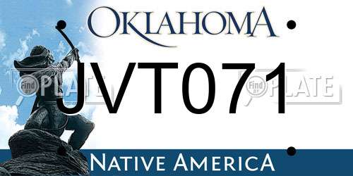 JVT071 Oklahoma License Plate