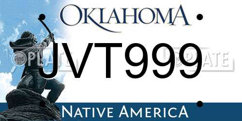JVT999 Oklahoma License Plate
