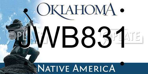 JWB831 Oklahoma License Plate