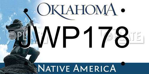 JWP178 Oklahoma License Plate