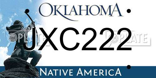 JXC222 Oklahoma License Plate