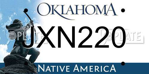 JXN220 Oklahoma License Plate
