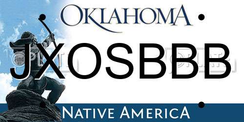 JXOSBBB Oklahoma License Plate
