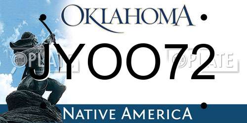 JYOO72 Oklahoma License Plate