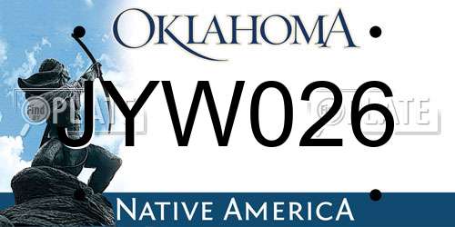 JYW026 Oklahoma License Plate