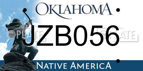 JZB056 Oklahoma License Plate
