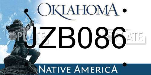 JZB086 Oklahoma License Plate