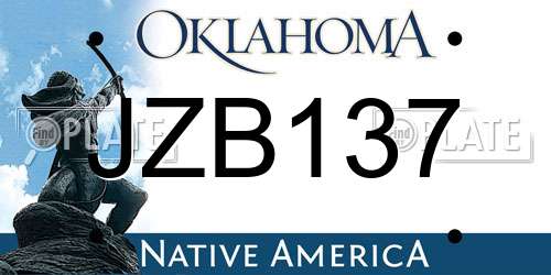 JZB137 Oklahoma License Plate