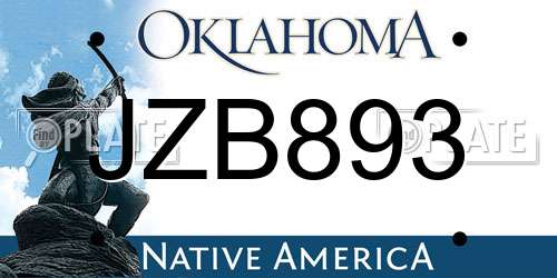 JZB893 Oklahoma License Plate