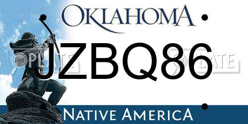 JZBQ86 Oklahoma License Plate