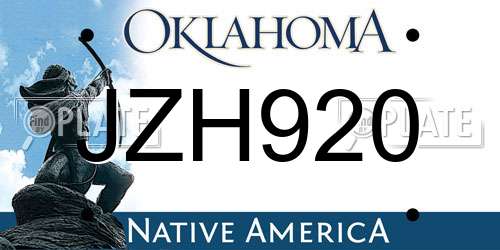 JZH920 Oklahoma License Plate
