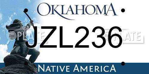 JZL236 Oklahoma License Plate
